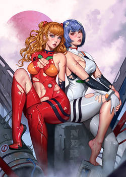 Rei and Asuka - Evangelion Fanart 