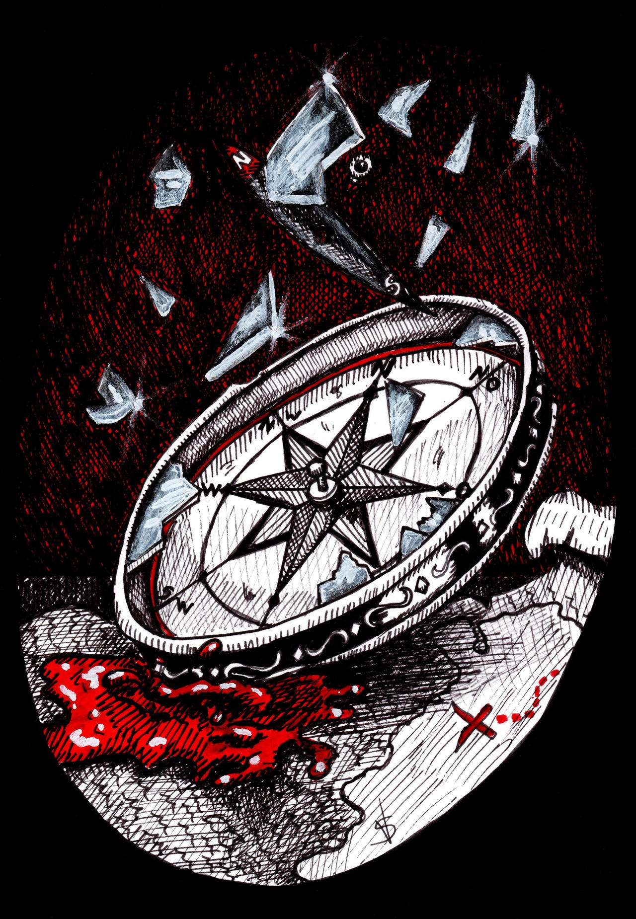 Compass On Deviantart Inktober 2021 - 16-Compass by Whitesekhmet on DeviantArt