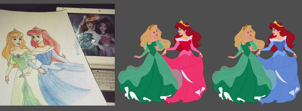 Aurora and Ariel dress swap by ArterribleKumi on DeviantArt