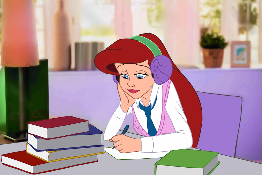 COMMISSION Ariel studying after detention by ArterribleKumi on DeviantArt