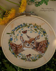 spring fawns embroidery