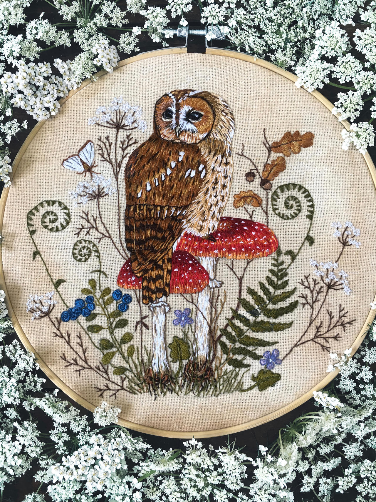 Tawny owl embroidery