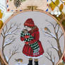 Girl with a kitten winter embroidery