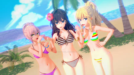 Koikatsu! - A day in the beach with 3 idols
