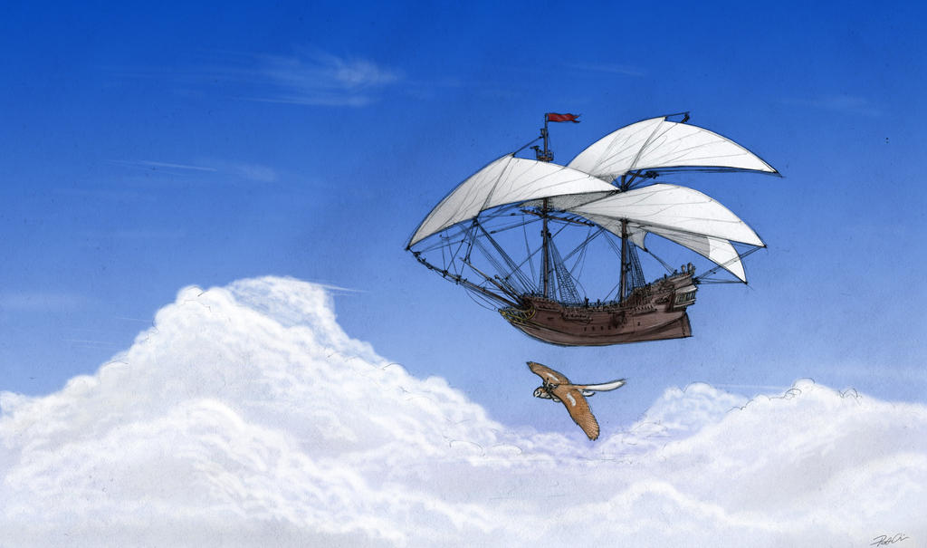 Owl Griffin and the Flying Ship by RobtheDoodler