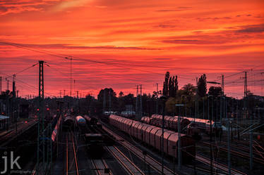 Sunset Cottbus Railway Station