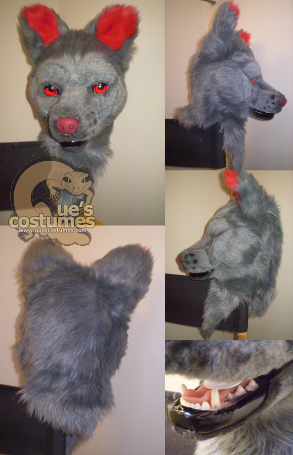 Grey and Red Wolf Mask