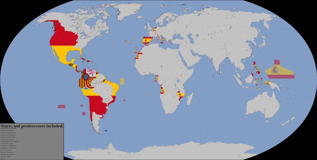 All Territories Ever Occupied By Spain world By EuropeanCharm On all-territories-ever-occupied-by-spain-world-by-europeancharm-on