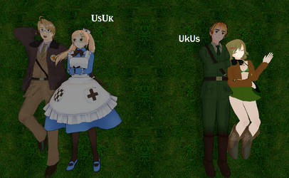 MMD HetaliaxNyotalia UsUk and UkUs