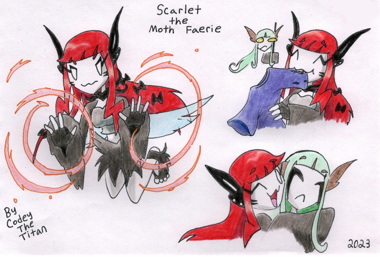 Scarlet the Moth Faerie OC (Illustrations)