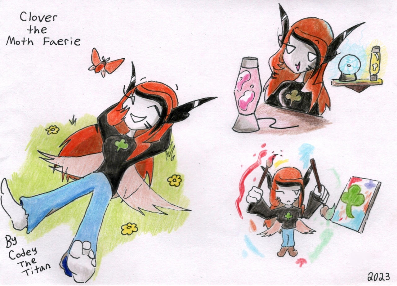 Clover the Moth Faerie OC (Illustrations)