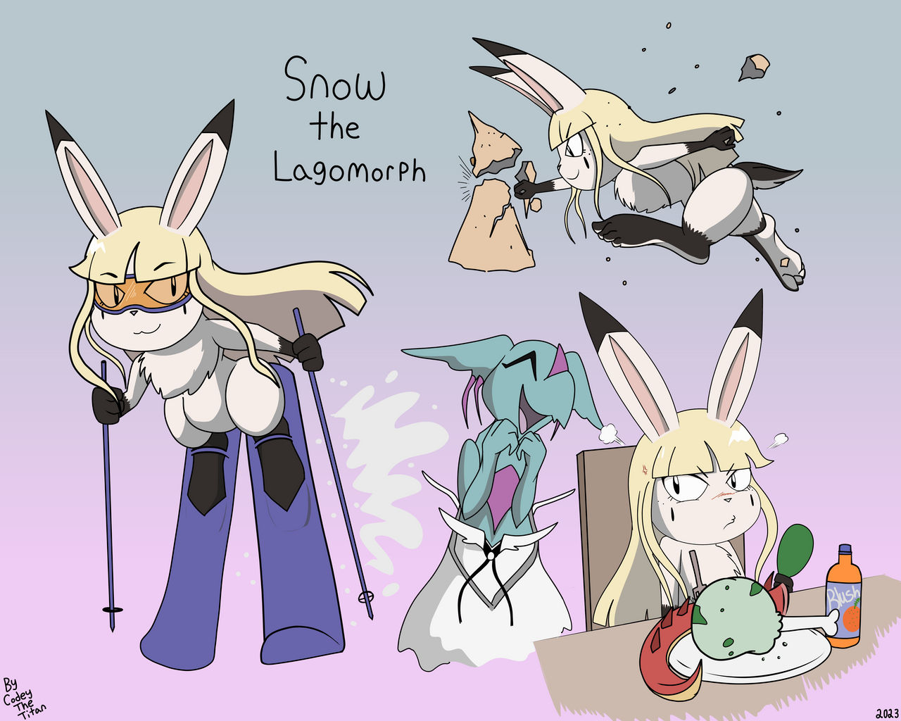 Snow the Lagomorph OC (Illustrations)