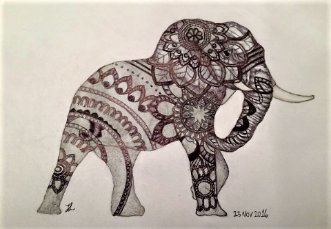copy-Henna Design Elephant Sketch 23NOV2016 by DeathIsOnYourCards on  DeviantArt
