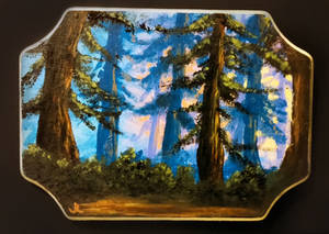 Sunset Forest (Acrylic on Wood)