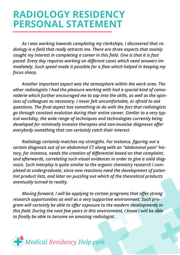 Sample Radiographer Supporting Statements Radiology Residency Personal Statement Sample by MedicalResidencyUSA on ...
