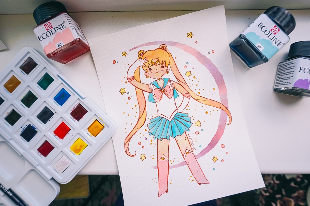 Sailor Moon watercolor + speedpaint!