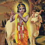 Krishna with a Cow in Vrndavan
