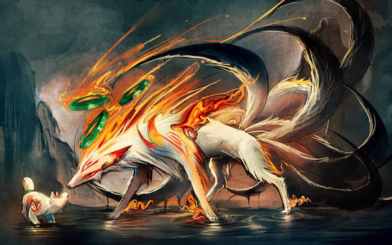 Nine Tailed fox and Pup