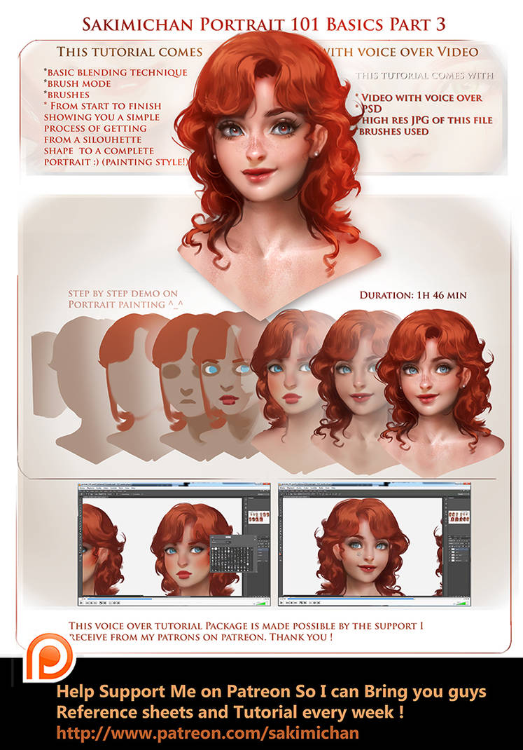 Portrait 101 Part 3 Voice over tutorial by sakimichan