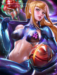 Sexy Samus (nude censored) by sakimichan