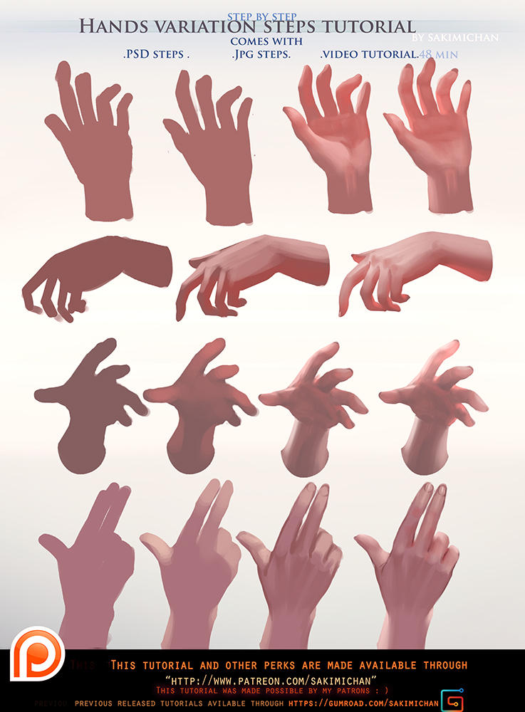 Painted Hands variation steps tutorial pack .promo by sakimichan on ...