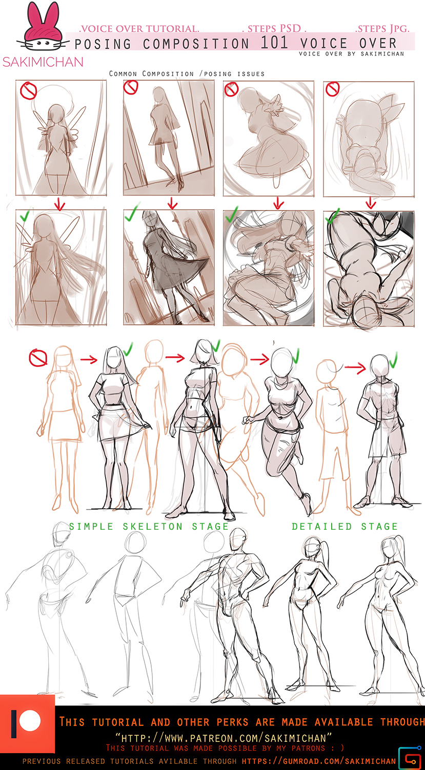 Posing/compositon for characters .voice over.promo by sakimichan