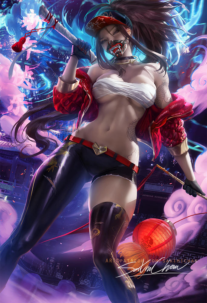 Lunar Kda akali .Happy lunar New years ! by sakimichan