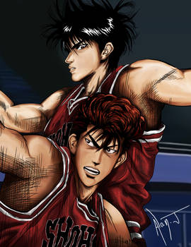 Hanamichi Sakuragi- Kaede Rukawa (slam dunk)