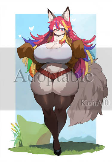 Open Adopt - Rainbow Hair Wolfess