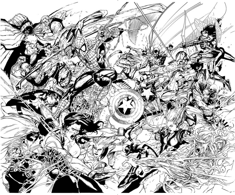 Marvel Heroes inks by IanDSharman on DeviantArt