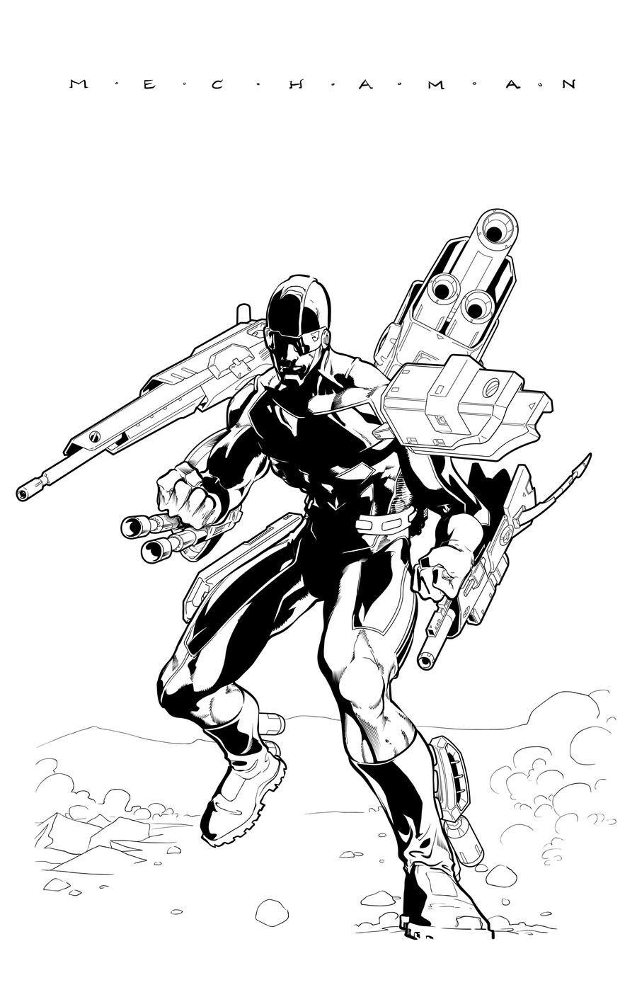 Mecha Man Inking Commission 1