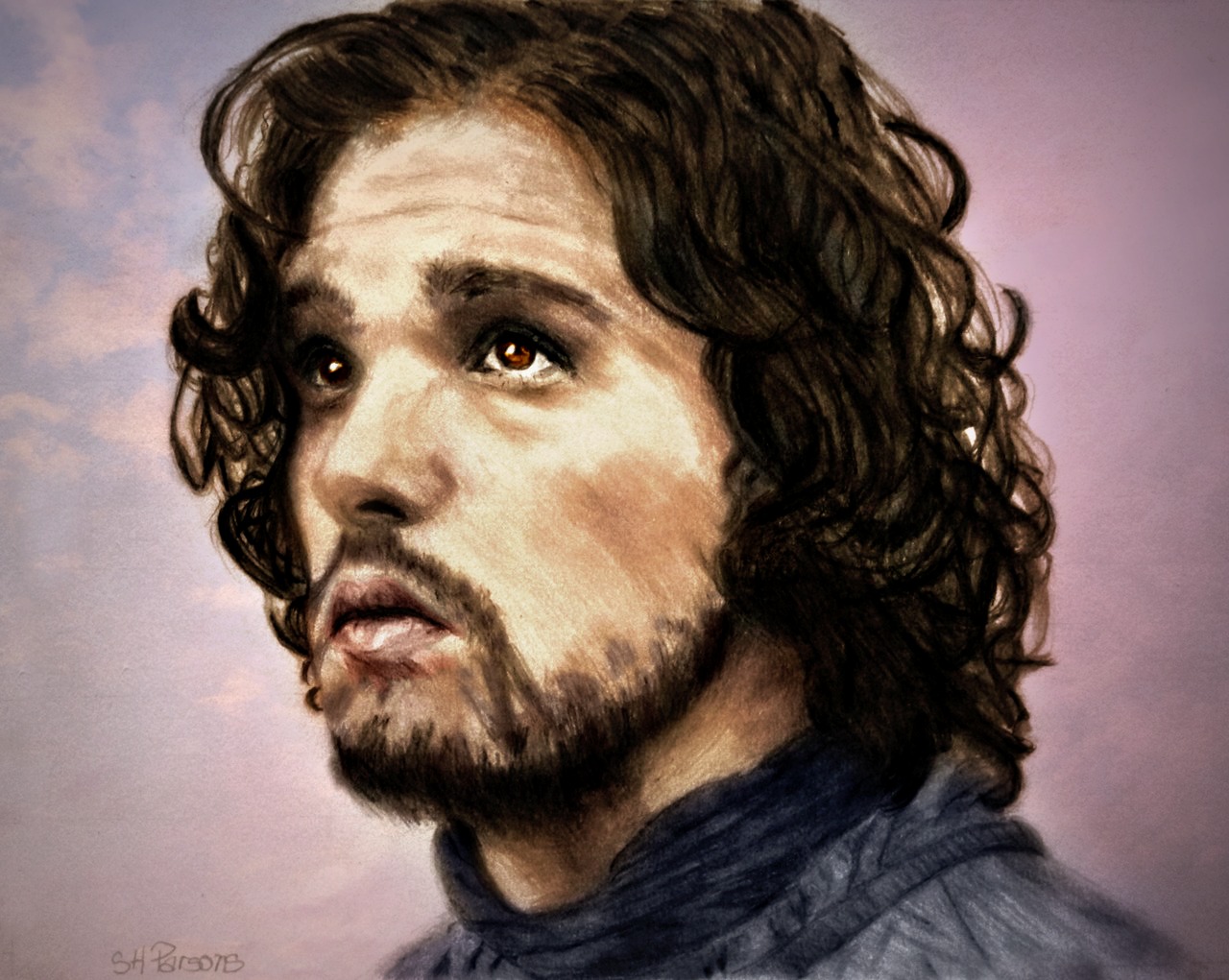 Pencil colorized: Jon Snow in Game of Thrones