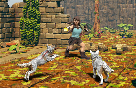 Lara Croft vs Wolves - Tomb Raider