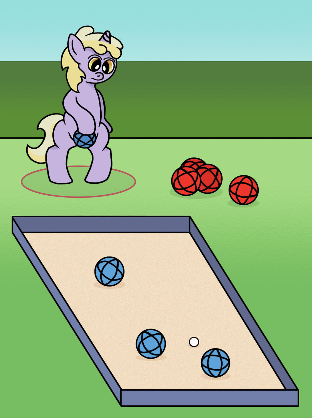 Dinky plays Bocce