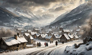 Village in a Winter Valley
