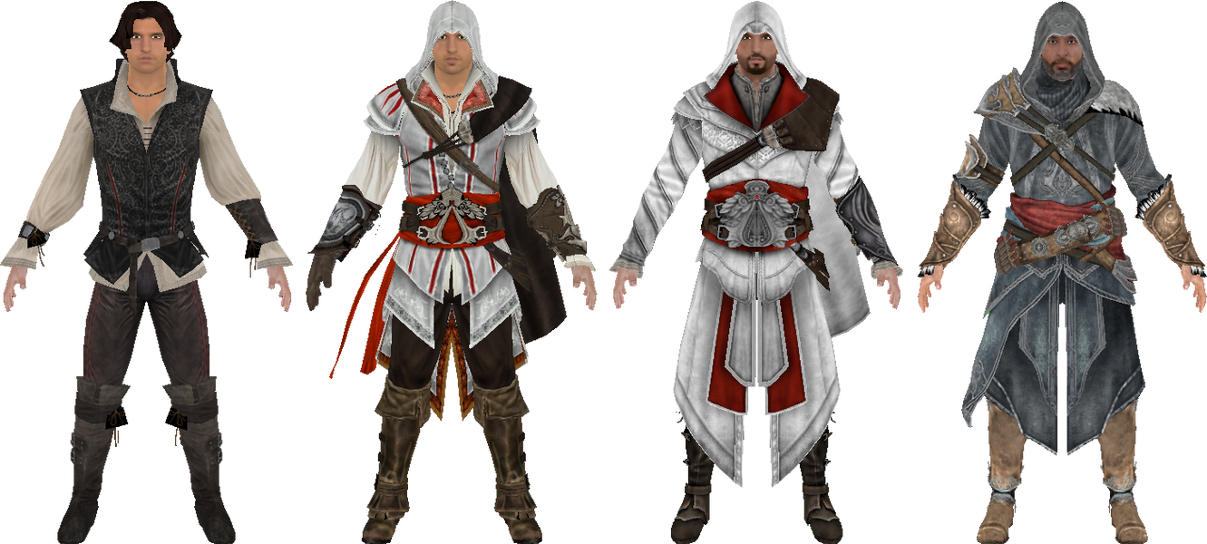 Где взять костюм. Ассасин Крид 2 Эцио костюм. Эволюция Эцио. Эцио Аудиторе 2 часть костюм. Костюм Джованни Аудиторе в Assassins Creed 2.
