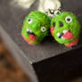 Severed Zombie Head Needle Felted Earrings