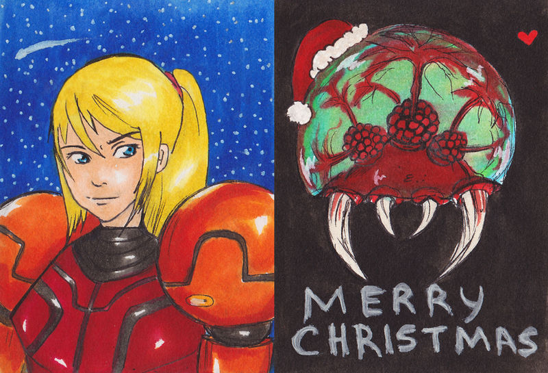 Samus And Metriod Christmas artcard