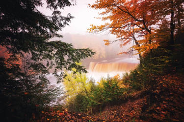 Tahquamenon Falls Michigan - Foggy Fall Morning