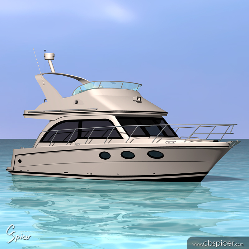 Cabin Cruiser Boat - 3D Model