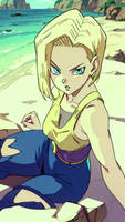 Android 18 in the beach 