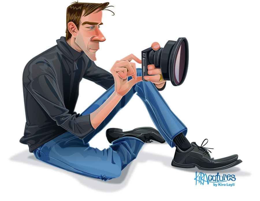 Vector Caricature of iPhone photographer