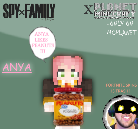 (THE FIRST SKIN SPY X FAMILY) By FortniteSkinsISTRASH! Anya Minecraft Skin