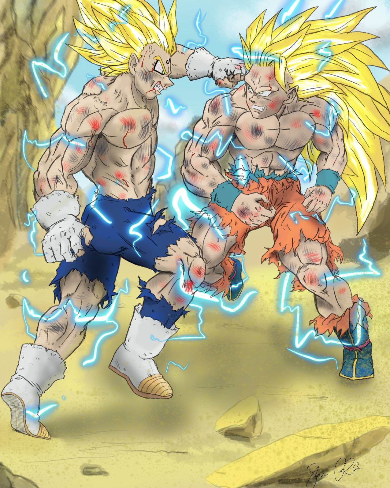 Goku ssj3 vs Majin Vegeta by LGsusLind on DeviantArt