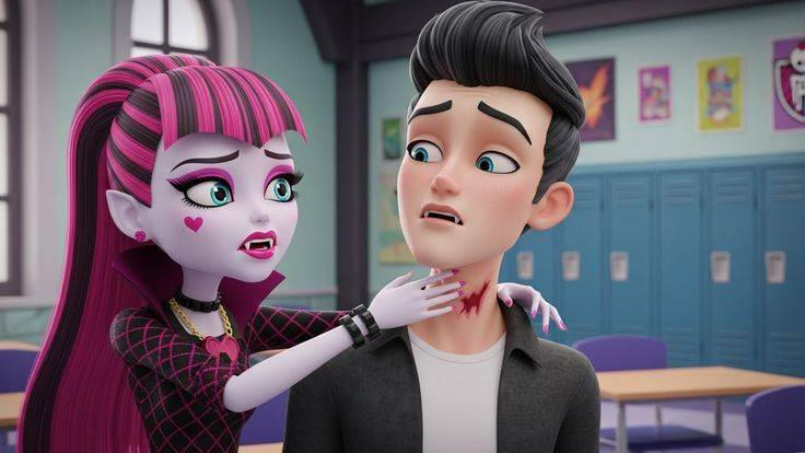 Draculaura accidentally bided John on the neck by catoon28 on DeviantArt