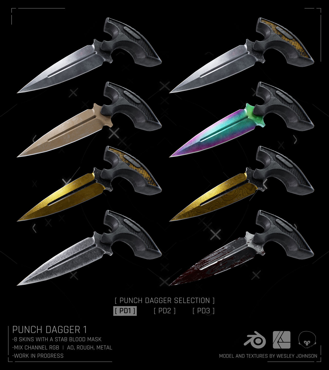 Punch Dagger 1 Skin Set | WIP by DeRezzurektion on DeviantArt