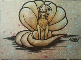 Ninetails fanart - watercolor