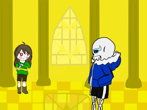 Judgement Hall With Sans and Chara