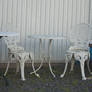Old Outdoor White Chair and Table Stock