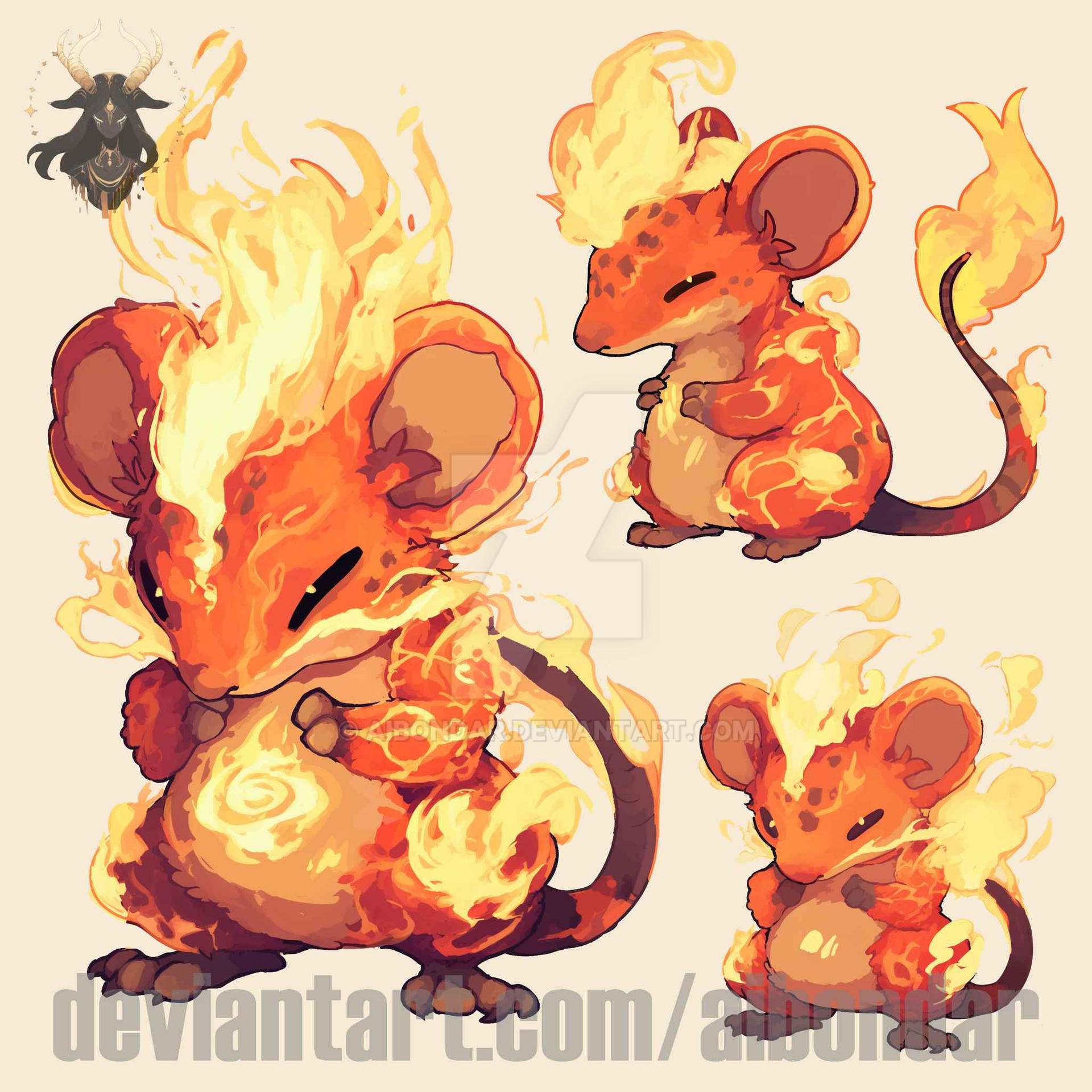 Fire mouses $5 07.24 24 by aibondar on DeviantArt